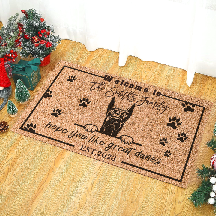Hope You Like Great Danes Dogs Welcome Mat, Personalized Family Doormat Gift For Dog Lovers