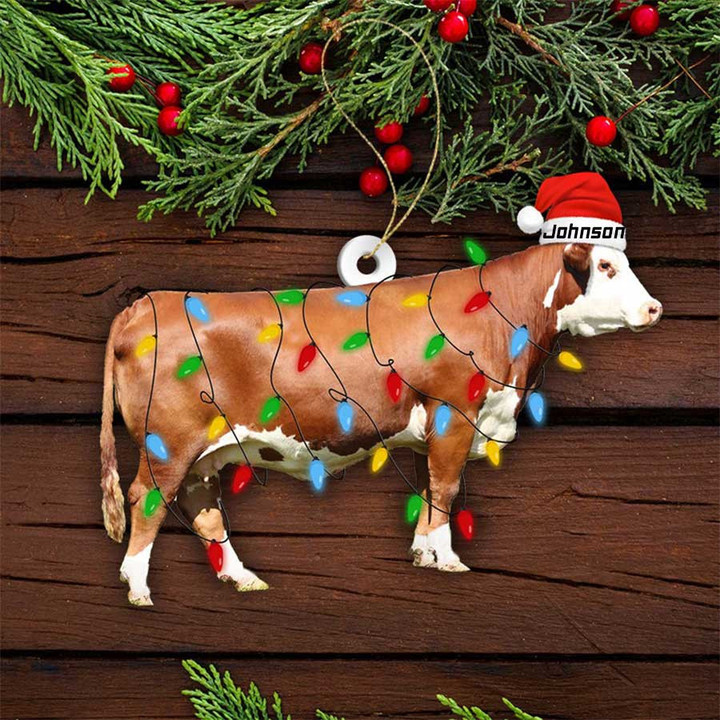 Personalized Hereford Cattle Christmas Ornament for Hereford Lovers Farmhouse Ornament
