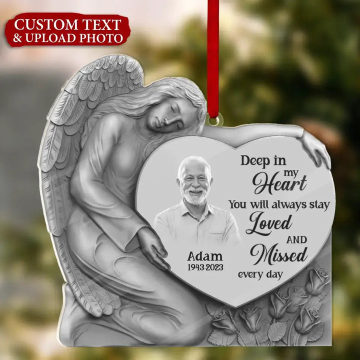 You Will Always Stay Loved And Missed Every Day - Personalized Angel Heart Acrylic Ornament Memorial Gift For Christmas
