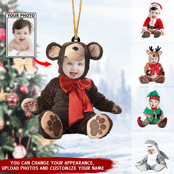 Personalized Photo Baby Christmas Ornament - Custom Gift For New Baby First Christmas Ornament V2