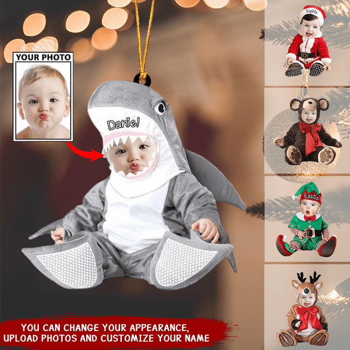 Personalized Photo Baby Christmas Ornament - Custom Gift For New Baby First Christmas Ornament V3
