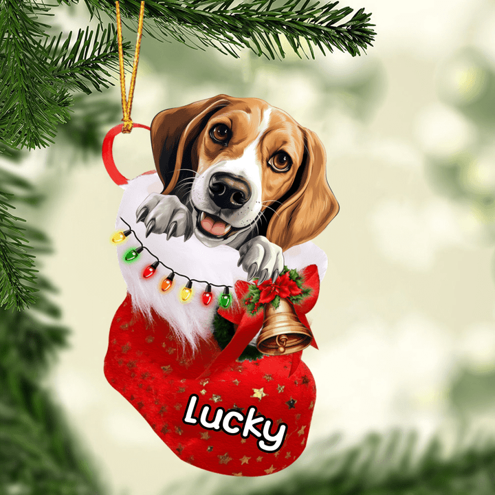 Customized American Foxhound in Stocking Christmas Ornament for American Foxhound Lovers