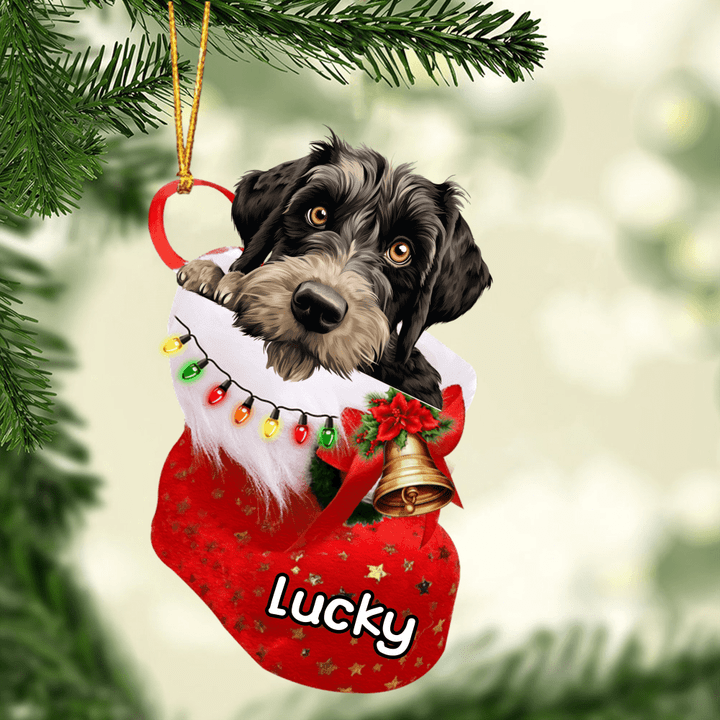 Customized Giant Schnauzer in Stocking Christmas Ornament for Giant Schnauzer Lovers
