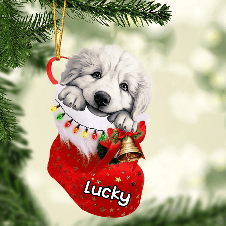Customized Great Pyrenees in Stocking Christmas Ornament for Great Pyrenees Lovers