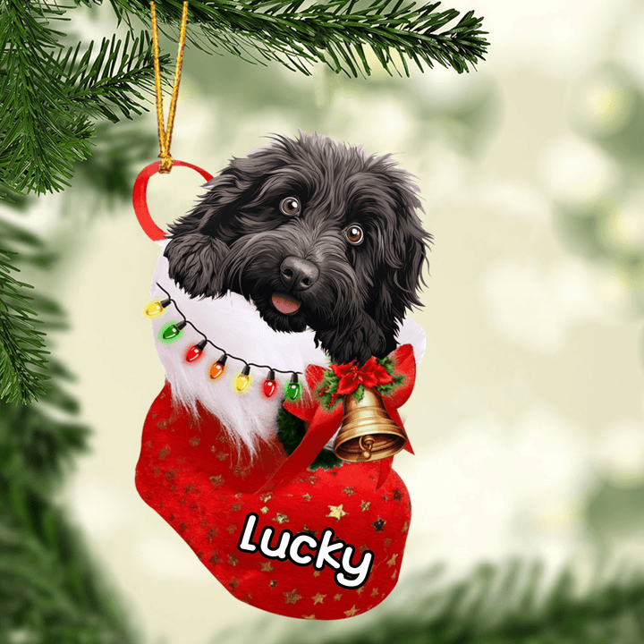 Customized Puli in Stocking Christmas Ornament for Puli Lovers
