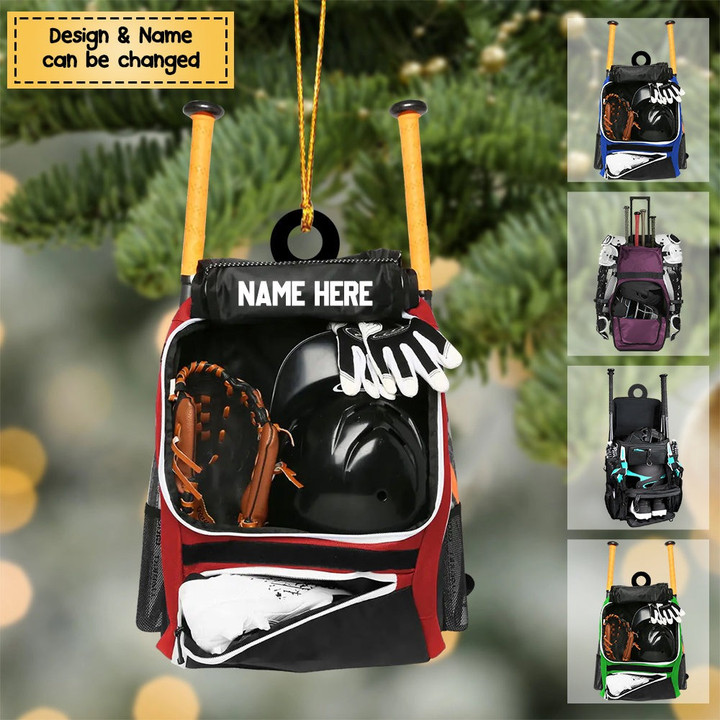 Personalized Baseball Bag Acrylic Christmas Ornament for Baseball Players, Gift for Dad