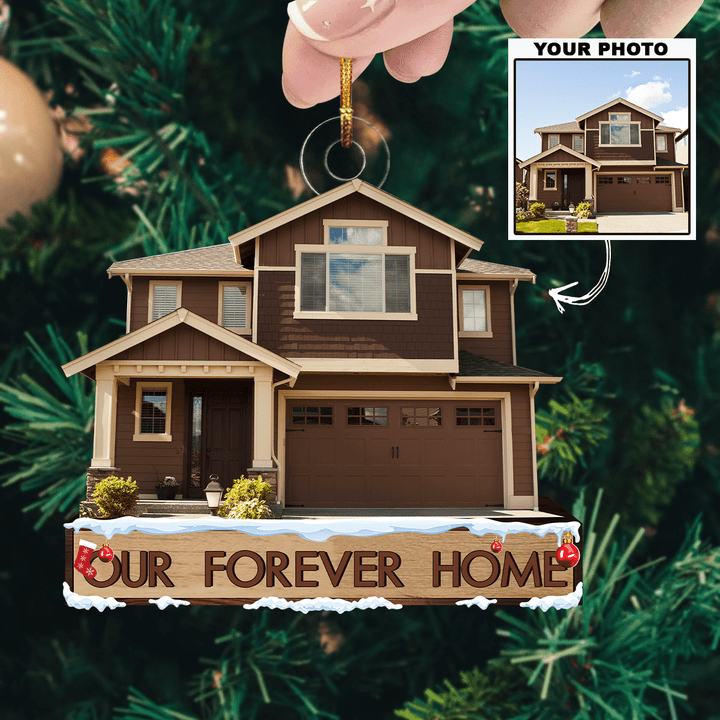 Our Forever Home 2023 - Personalized Photo Mica Ornament - Christmas Gift For Family Members