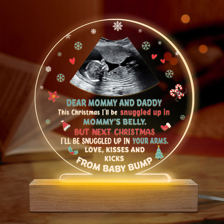 Custom Photo Love And Kisses - Family Personalized Custom Round Shaped 3D LED Light - Christmas Gift For First Parents