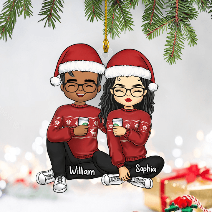 Cheers To A Merry Christmas - Couple Personalized Custom Acrylic Ornament Christmas Gift For Husband Wife, Anniversary