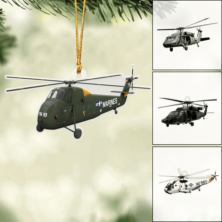 Veteran Helicopter Chistmas Ornament, Custom Name Flat Acrylic Ornament, Gift For Veteran Helicopter Lovers