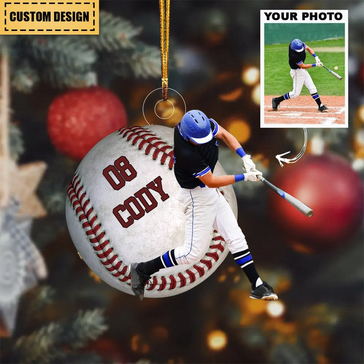Baseball Players - Personalized Custom Photo Acrylic Ornament - Christmas Gift For Baseball Players, Baseball Lovers
