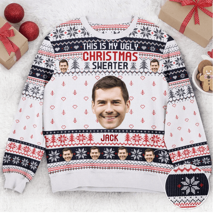 This Is My Ugly Sweater Christmas Sweater - Personalized Upload Photo Ugly Sweater