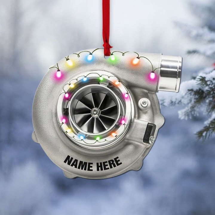 Personalized Name Mechanical Turbo Flat Acrylic Christmas Ornament Gift For Dad Mechanic