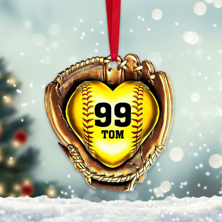 Golden Baseball Glove Christmas Ornament, Custom Flat Acrylic Ornament Gift For The Best Baseball Players