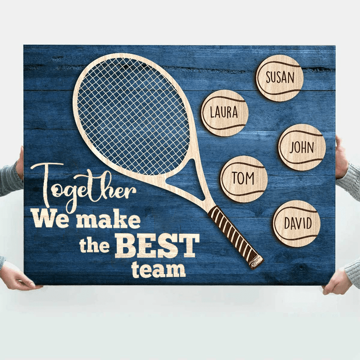 Personalized Tennis Team Shape Wooden Sign for Bestie, Tennis Best Friend Canvas Gift for Birthday