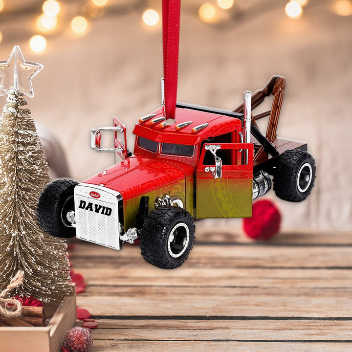 Truck Christmas Ornament, Truck Ornament For Christmas Tree Decor, Custom Flat Acrylic Ornament Gift For Trucker