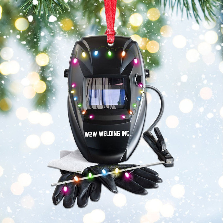 Welder Helmet And Gloves Welding Protective Gear Personalized Flat Acrylic Christmas Ornament