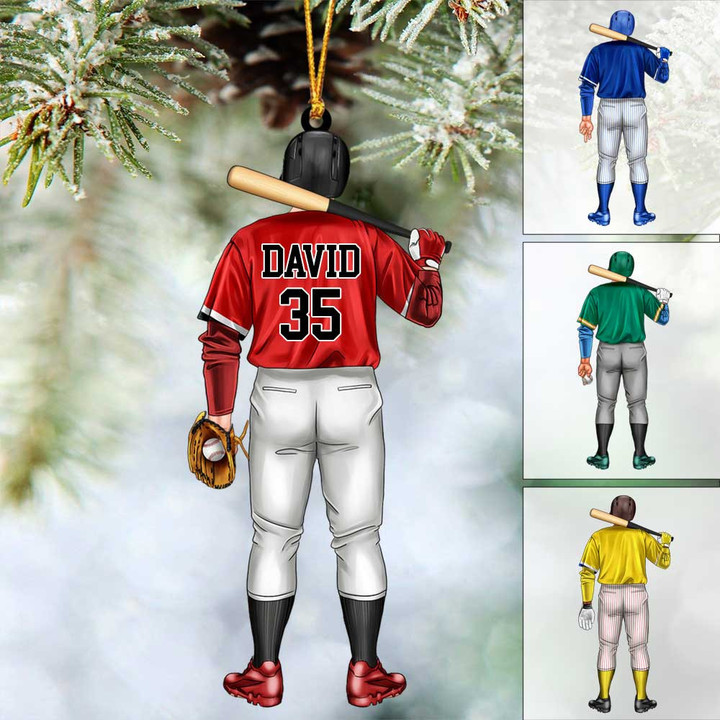 Personalized Baseball Man Male Christmas Ornament, Gift for Husband, Baseball Team Gift