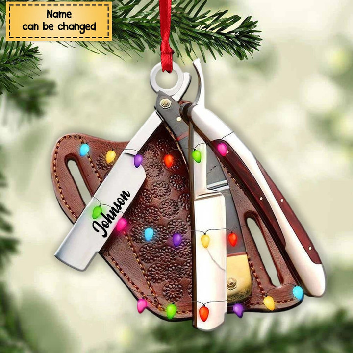 Personalized Hair Stylist And Barber Tools Flat Acrylic Christmas Ornament for Hair Stylist Hairdresser