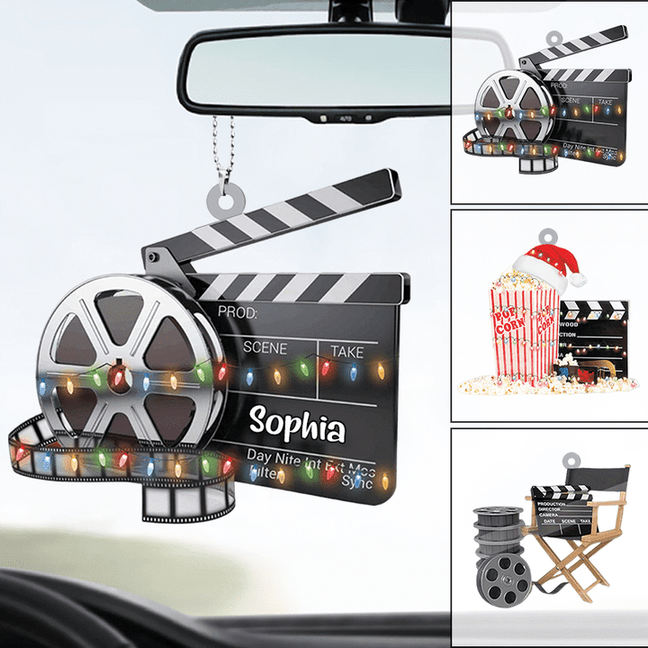 Film Clapboard Ornament For Car Decor, Custom Film Clapper Flat Acrylic Ornament, Gift For Watching Movie Lovers