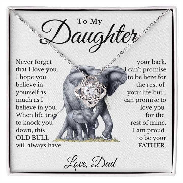 Father & Daughters Necklace - This Old Bull Will Always have your back, Love Knot Necklace, Necklace for Daughter