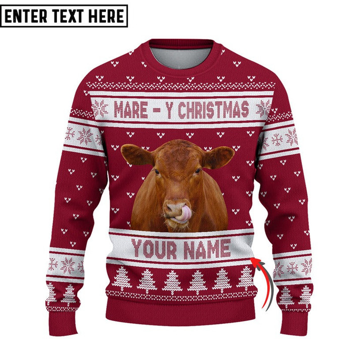 Red Angus Mare - Y Christmas Ugly Sweater Xmas, Custom Cow Ugly Sweatshirt Gift For Farmer Cow Lover