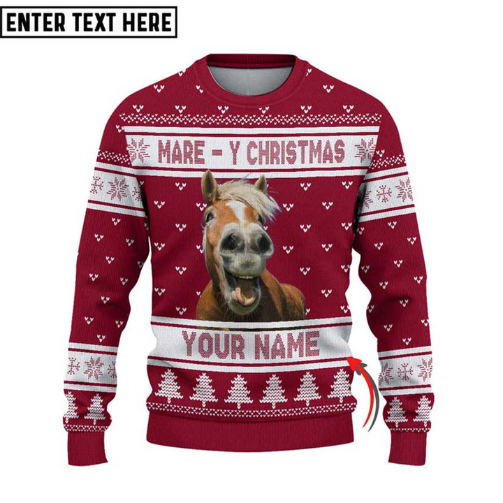 Horse Mare - Y Christmas Ugly Sweater Xmas, Custom Horse Ugly Sweatshirt Gift For Farmer Horse Lover