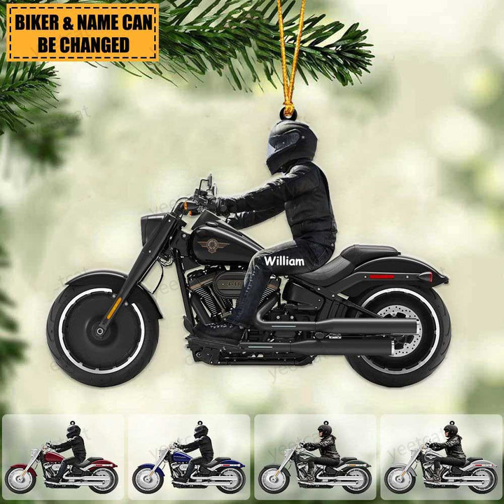 Personalized Fat Boy Male Acrylic Ornament, Christmas Tree Decor For Motorcycle Biker