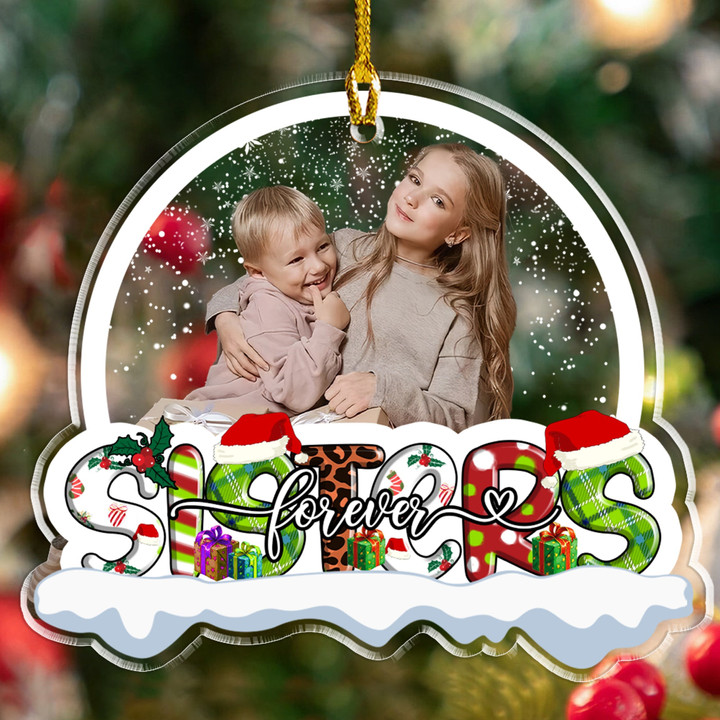 Personalized Photo Sister Friends Besties Christmas Acrylic Ornament - Personalized Custom Shape Acrylic Ornament
