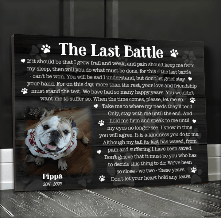 Canvas for Donna Booth Vistrand The Last Battle Dog Poem Canvas Prints, Custom Photo Personalized Dog Memorial Gift With Dog Picture Wall Art