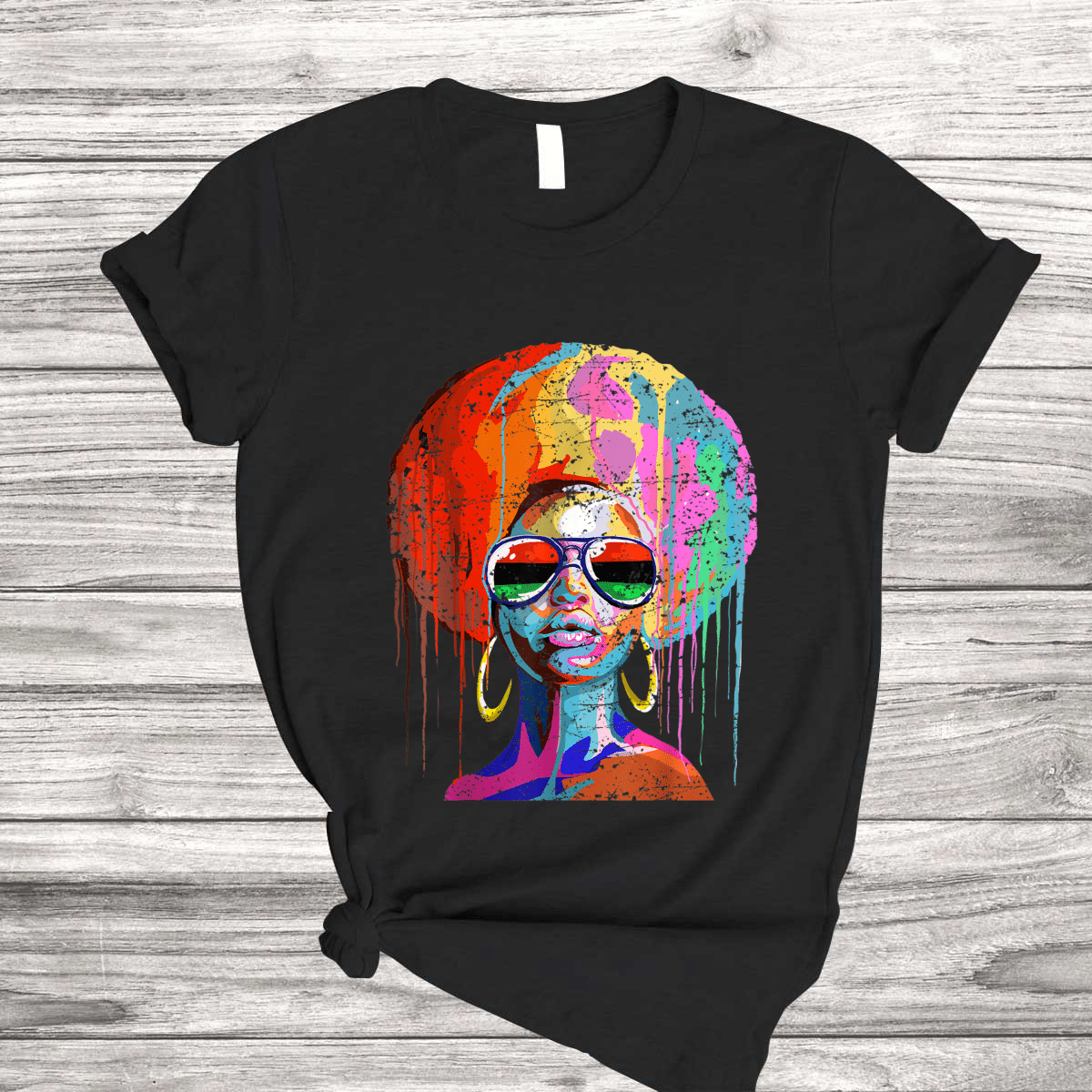 African American Black Queen Afro Melanin Art T Shirt, Black Women T S ...