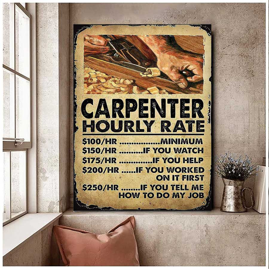 Funny Carpenter Hourly Rate Wall Art Living Room Carpenter Canvas Prin ...