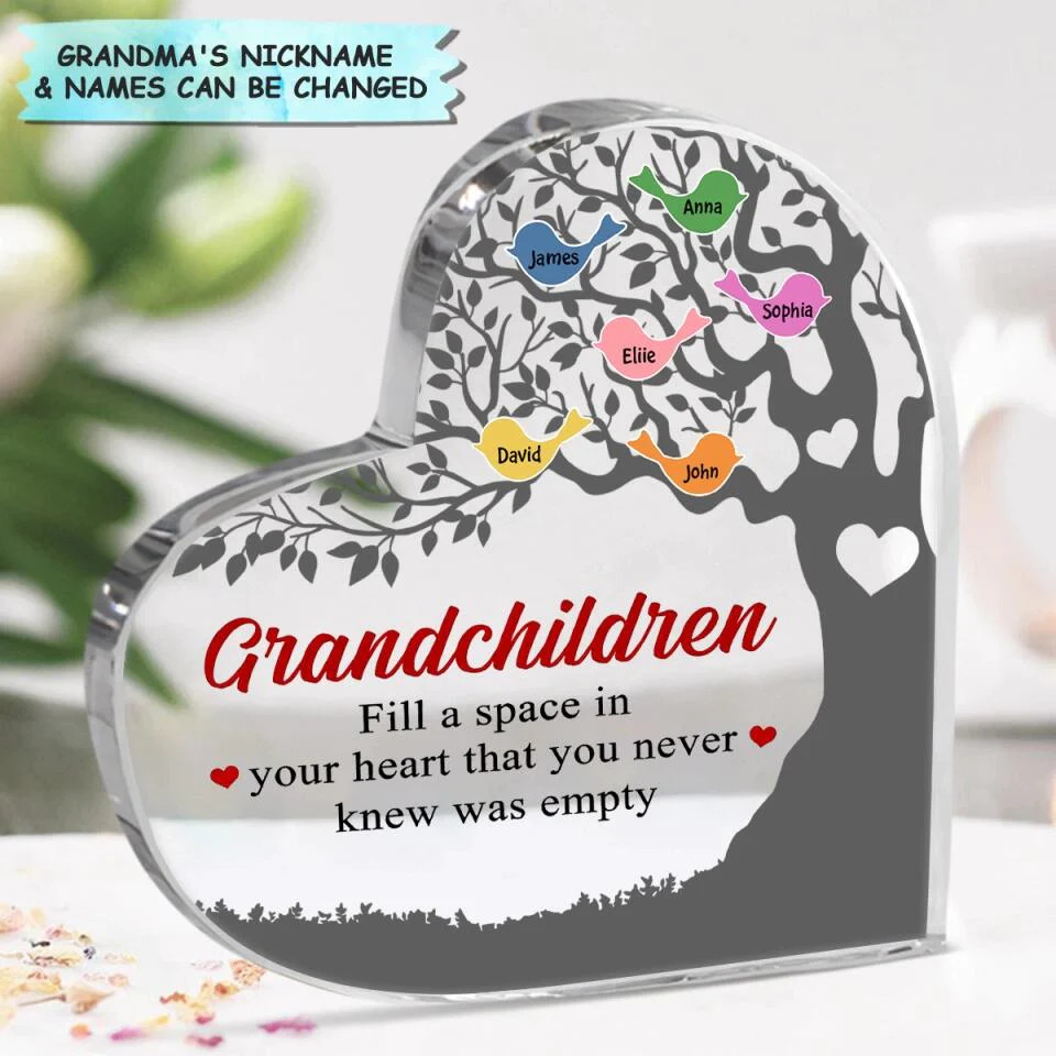 Personalized Heart Shaped Acrylic Plaque - Gift For Grandma - Custom K ...