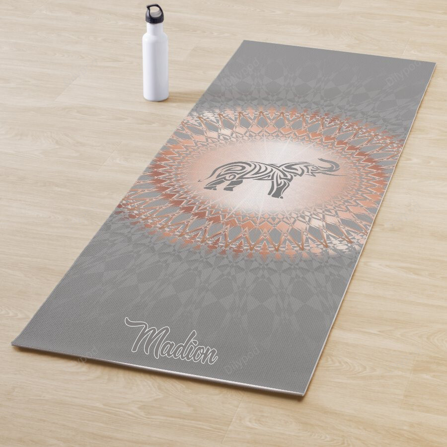 Mat Name Personalized Elephant Mandala Yoga Mat, Custom Name Mat for Daily Yoga ...