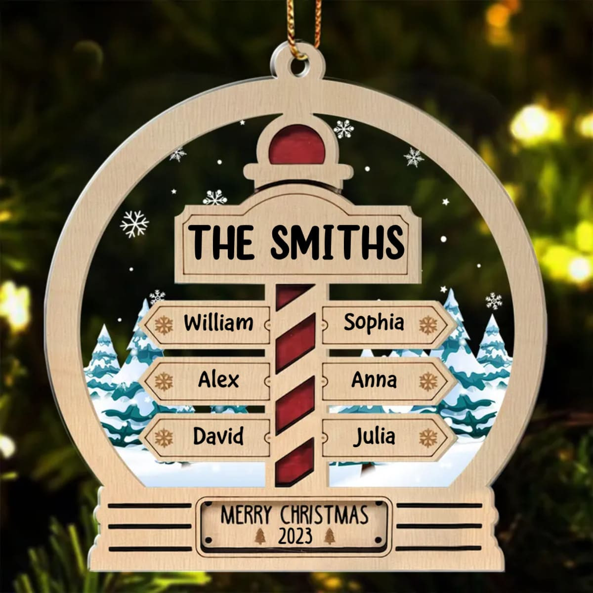 North Pole Family Sign With Members Name Personalized Acrylic Ornament ...