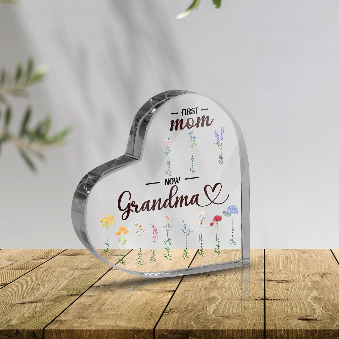 First Mom Now Grandma Heart Acrylic Plaque, Custom Kids and Grandkids ...