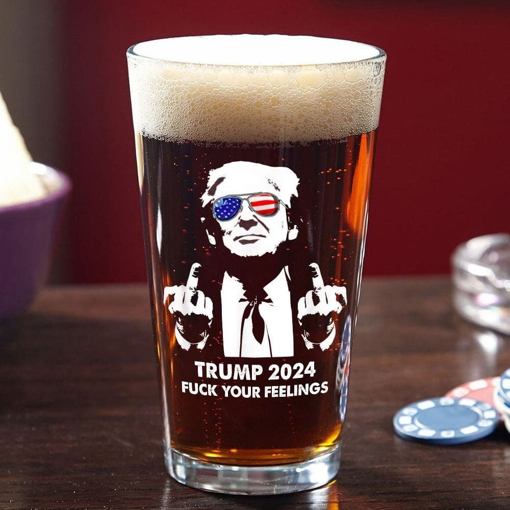President Donald Trump 2024 Middle Finger Print Beer Glass HO82 62598 ...