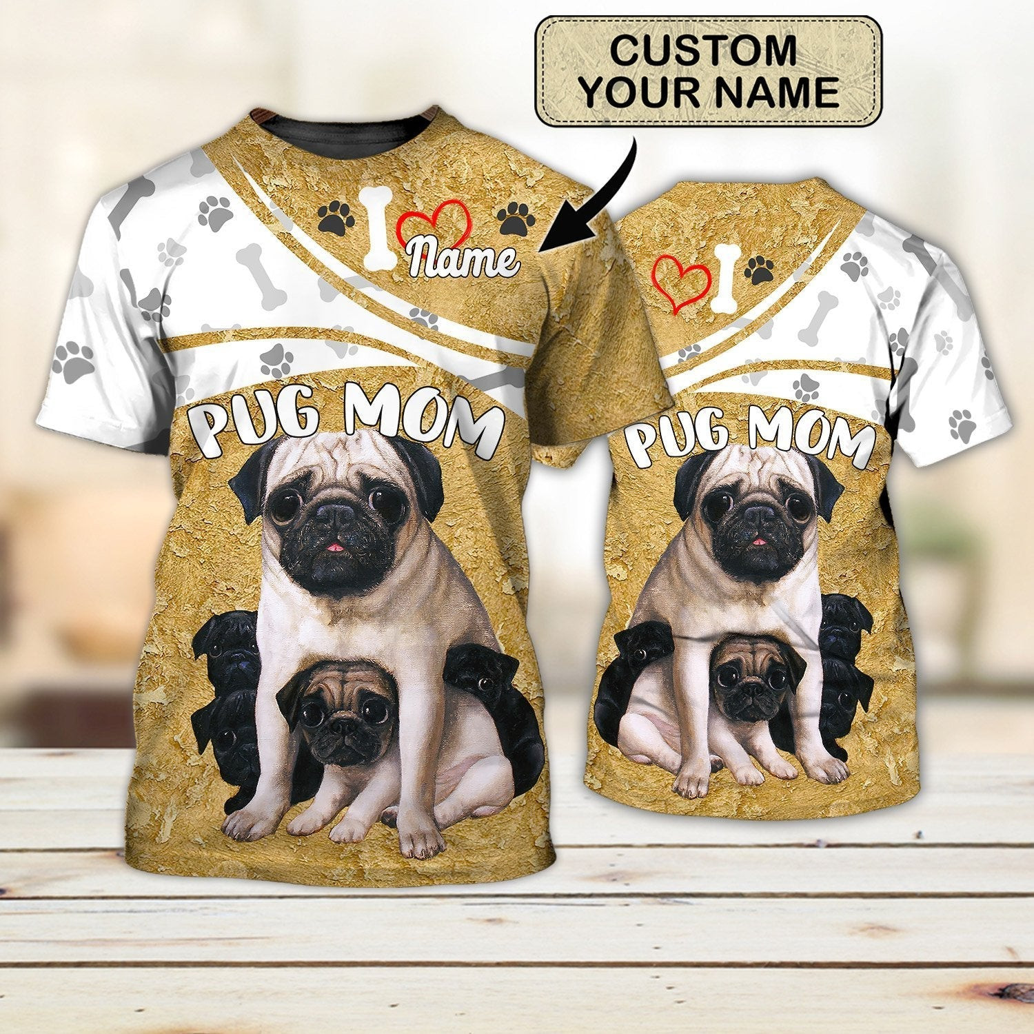 Custom 3D Pug Mom Shirts For Men Women, Pug Mom T Shirt - Dilypod