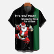 Men's Santa Drink Christmas Printed Short Sleeve Shirt