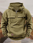 Multi-pocket Half-length Zippered Hooded Casual Sports Jacket
