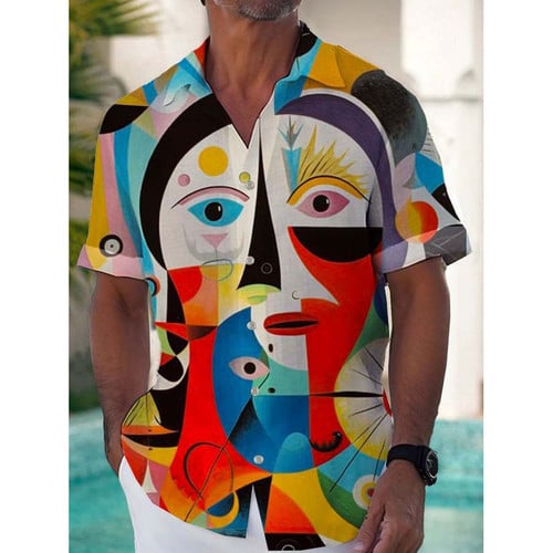 Fashion Casual Art Print Men's Short-sleeved Shirt