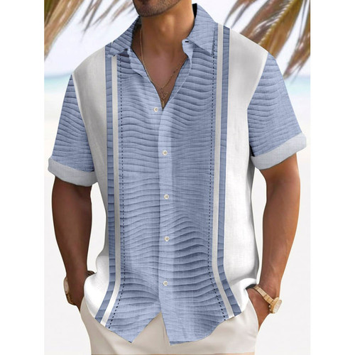 Trendy Vacation Print Short Sleeve Men's Shirt