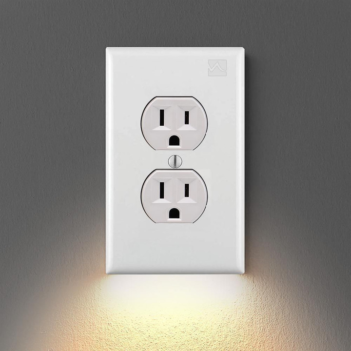 Outlet Wall Plate With Led Night Lights-No Batteries Or Wires