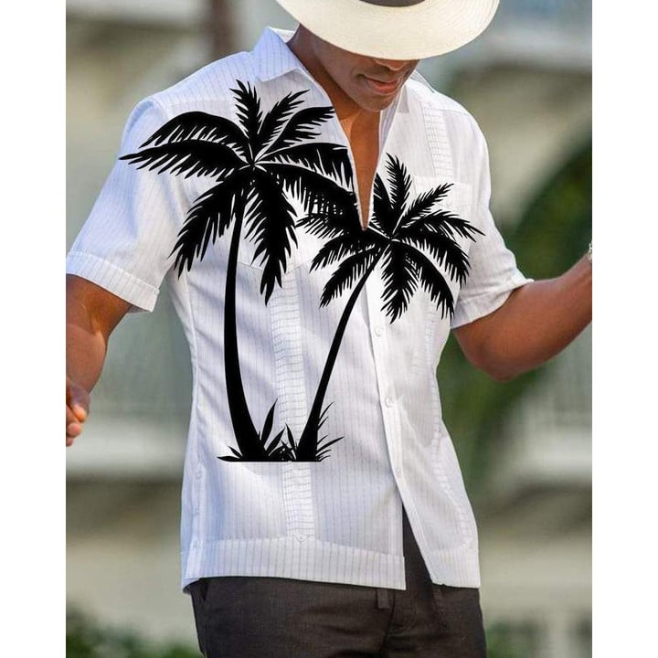 Simple Coconut Palm Print Short Sleeves