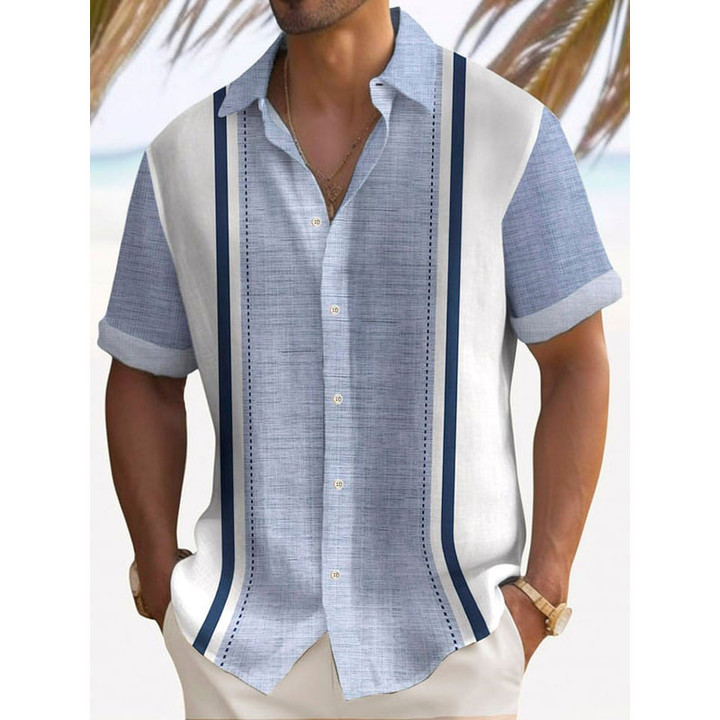Men's Short-Sleeved With Color Contrast Printing Shirt