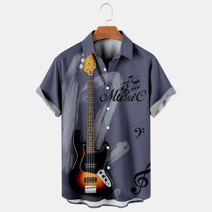 Men's Guitar Casual Short Sleeve Shirt
