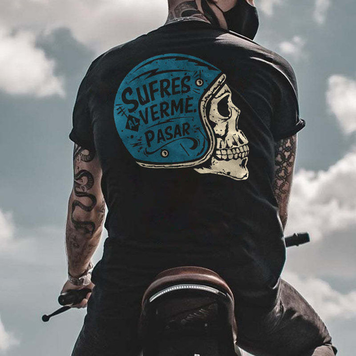 Motorcycle-Theme Print T-shirt