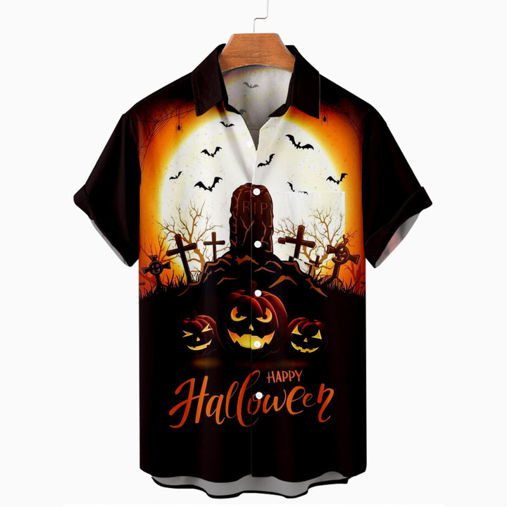 Halloween Cemetery Men's Short Sleeve Shirt