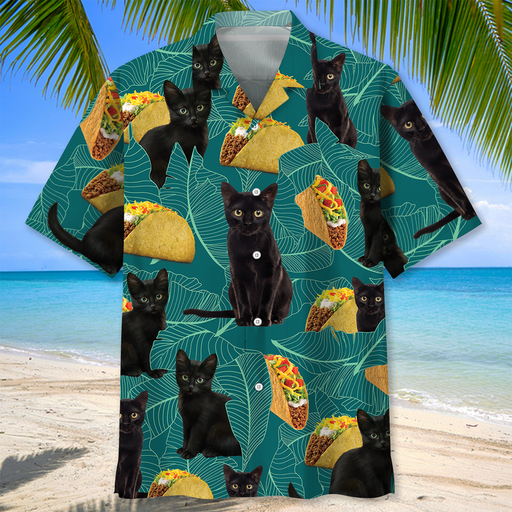 Black Cat Food Hawaiian Shirt