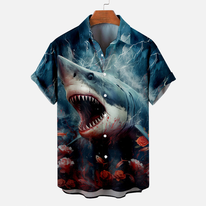 Halloween Scary Shark Men's Short Sleeve Shirt